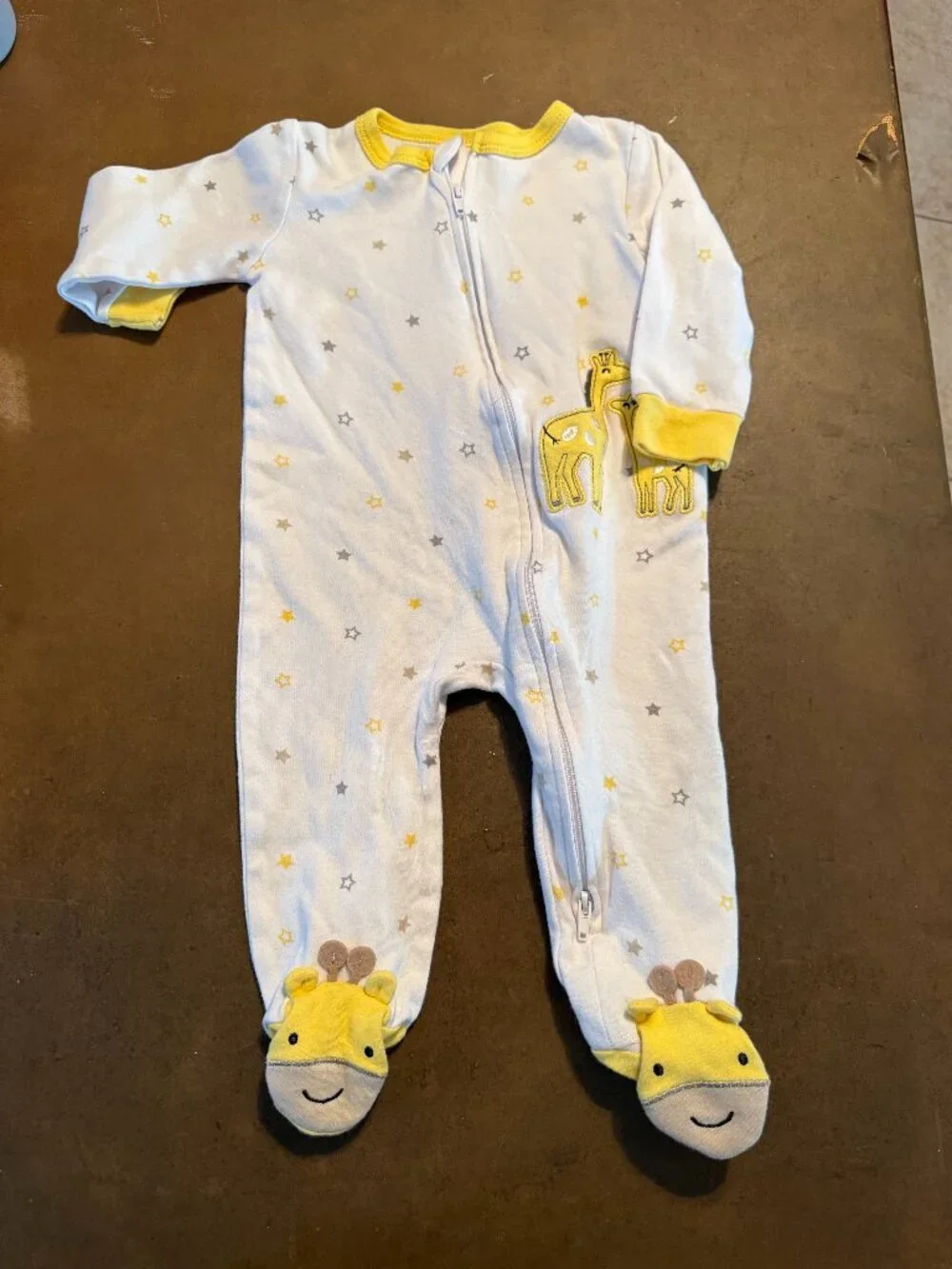 Koala Baby Zip Footed Sleeper One-Piece Animal Print White/Yellow/Gray 6-9M